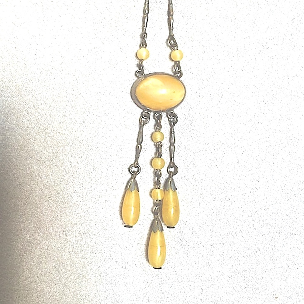 Vintage Sterling Silver & Stone Pendent Necklace